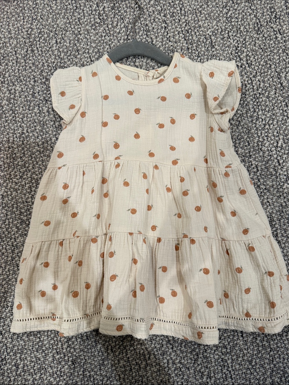 Quincy Mae Cream Dress with Orange Peach Print